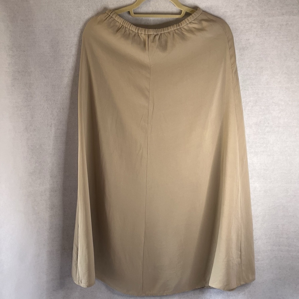 Eileen Fisher 100% Silk Maxi Skirt‎ Beige Tan Size SP